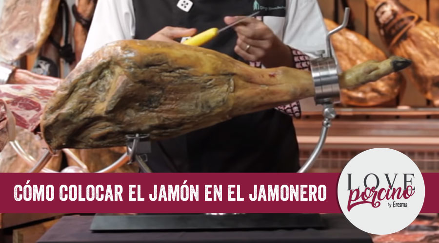 cómo colocar jamón en el jamonero